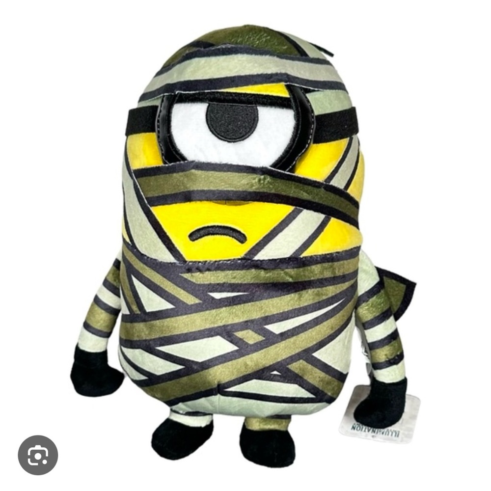 Minion Mummy Plush Toy from Universal Studios - Yellow & Black. Halloween